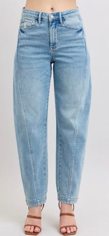 Judy Blue High-Rise Side Panel Barrel Leg Jeans