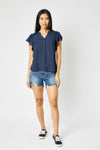 JB (CURVY) HI-LO CUT HEM & DESTROY SHORTS