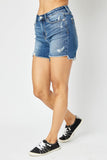 JB (CURVY) HI-LO CUT HEM & DESTROY SHORTS