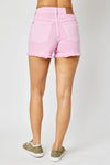 JB (CURVY) LT PINK FRAYED HEM SHORTS
