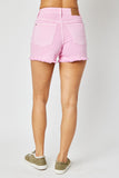 JB (CURVY) LT PINK FRAYED HEM SHORTS