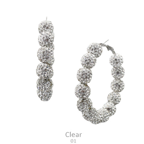 Rhinestone Ball Hoop Earring