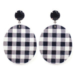 Buffalo Plaid oval wood earrings