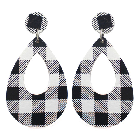 Buffalo Plaid Wooden Earrings