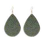 Rhinestone Tear Drop PU Leather Earring