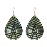 Rhinestone Tear Drop PU Leather Earring