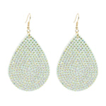 Rhinestone Tear Drop PU Leather Earring