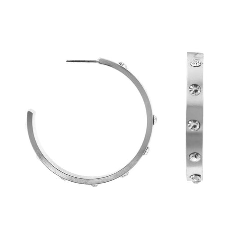 Rhinestone Metal Hoop Earring