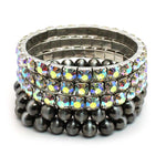 5 Strands Navajo Pearl & Rhinestone Metal Bracelet