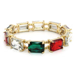 Glass Stone Metal Stretch Bracelet