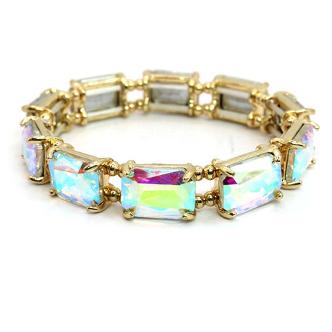 Glass Stone Metal Stretch Bracelet