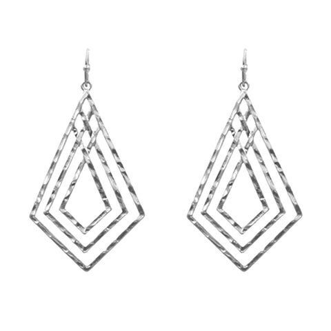 Hammered Metal Geometric Shape Drop Earring