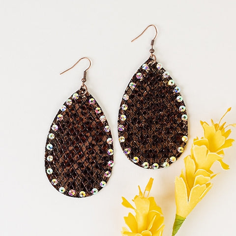 Snake Print Drop Earrings