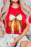 Coquette bow Halloween Pumpkin Graphic Tee