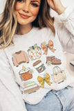 Fall Girly Doodle Graphic Fleece Sweatshirts