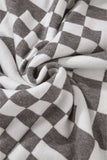 Checkered Drop Shoulder Round Neck Sweater