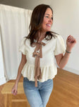 PREORDER: Tied Up In A Bow Textured Blouse
