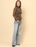 Leopard Soft Mesh Layering Up Top