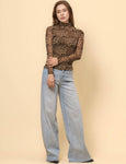 Leopard Soft Mesh Layering Up Top