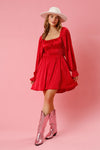 Satin Rhinestone Mini Dress