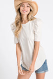 SOLID PUFF-SLEEVE TOP