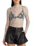 Lace Mock Neck Long Sleeve Blouse