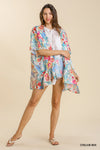 UMGEE FLORAL PRINT RUFFLE KIMONO