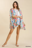 UMGEE FLORAL PRINT RUFFLE KIMONO