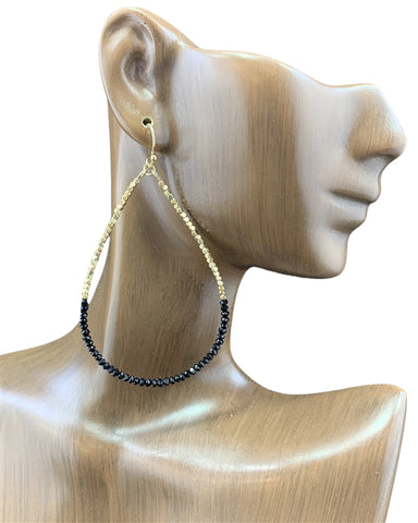 GOLD CRYSTAL BEADED TEARDROP EARRINGS