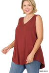 CURVY LUXE RAYON SLEEVELESS V-NECK TOP