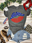 Patriotic Lips In Ink On Tee
