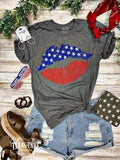 Patriotic Lips In Ink On Tee