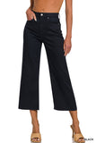 HIGH RISE FLARE CROPPED COLOR DENIM PANTS