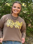 Thankful in Gold Metallic Puff Sweatshirt