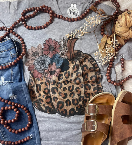 FLORAL LEOPARD PUMPKIN T-SHIRT