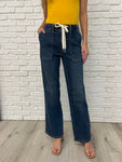 Melanie High Rise Drawstring Wide Leg Jeans
