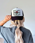 I Need More Tattoos DTF Printed Black and White Trucker Hat