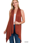 Zenana Sleeveless draped open front cardigan