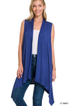 Zenana Sleeveless draped open front cardigan
