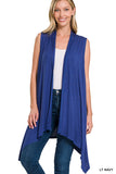 Zenana Sleeveless draped open front cardigan
