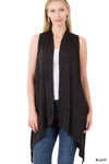 Zenana Sleeveless draped open front cardigan