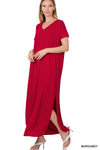 V-NECK SHORT SLEEVE MAXI DRESS