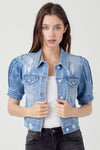 SHIRRING SLEEVE CROP JACKET