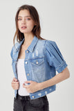 SHIRRING SLEEVE CROP JACKET