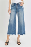 RISEN HIGH RISE WIDE LEG CROP FRAY HEM JEANS