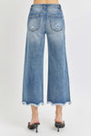 RISEN HIGH RISE WIDE LEG CROP FRAY HEM JEANS