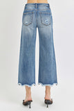RISEN HIGH RISE WIDE LEG CROP FRAY HEM JEANS