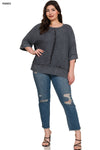 CURVY RIBBED DROP SHOULDER TOP
