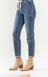 CURVY Judy Blue HW Elastic Drawstring & Cuffed Jogger