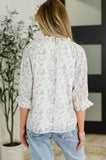 Sweet Ruffle Affair High Neck Blouse in Blue
